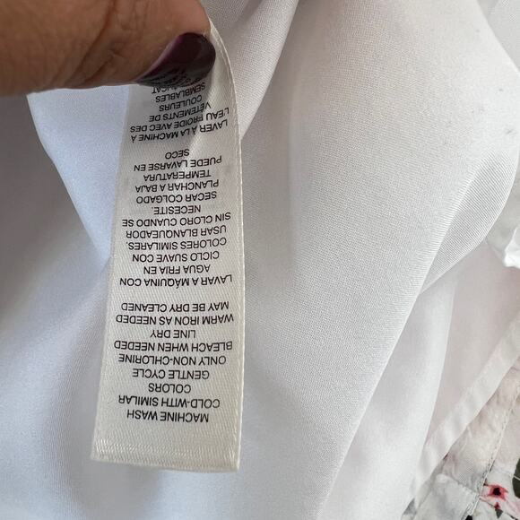 WHBM Floral Pink Cream Feminine Modest A Line Circle Skirt Womens Size 6 - Picture 13 of 14